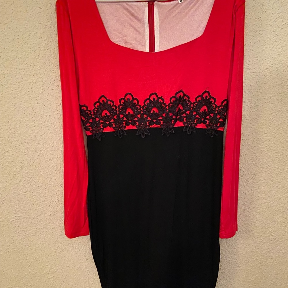 Red and black dress